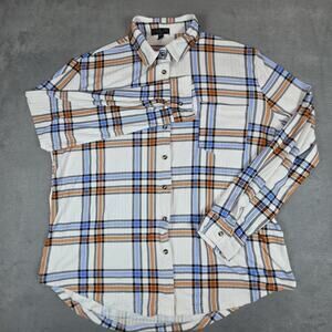 Faded Rose Womens XL Plaid Button Up Shirt Stretch Long Sleeve Casual